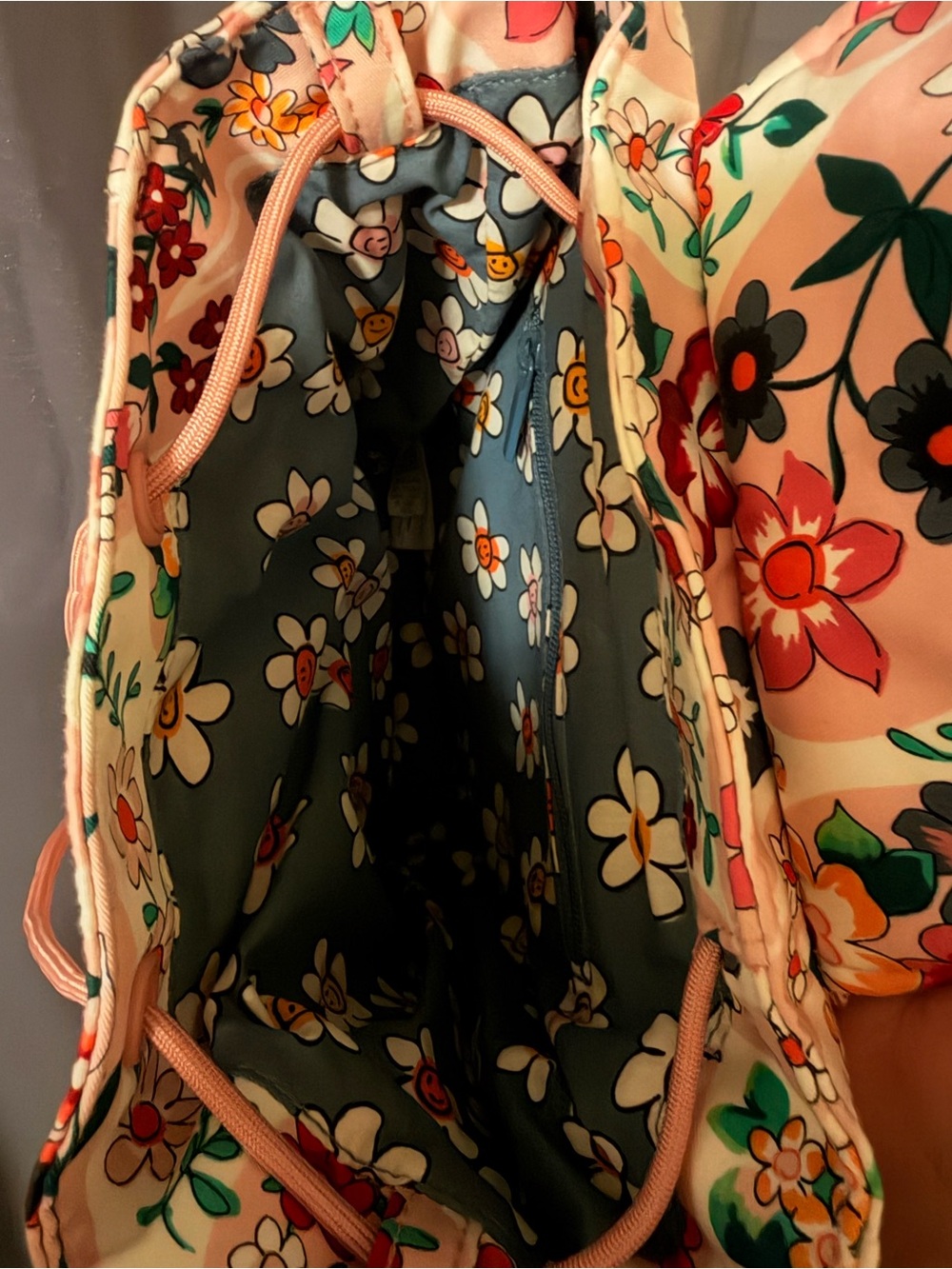 Vera Bradley Floral Pink Canvas Mini Backpack - Picture 3 of 4
